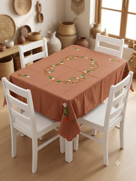 Hand Embroidered Four Seater Floral Table Cover