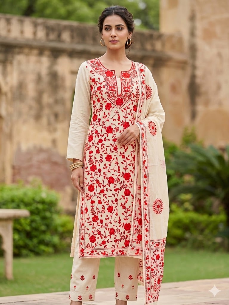 Chikonwala's Exclusive Hand Embroidered Fulkari Dress