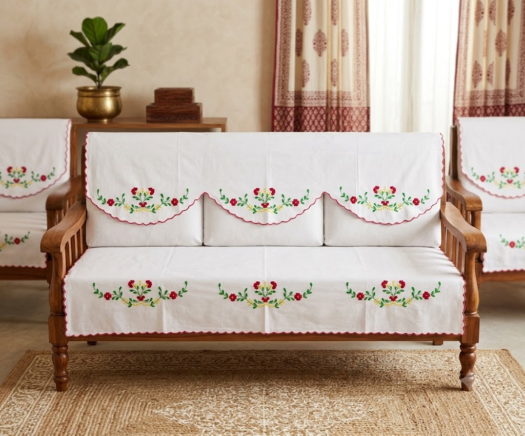 Hand Embroidered Sofa Cover (3+1+1 Seater)