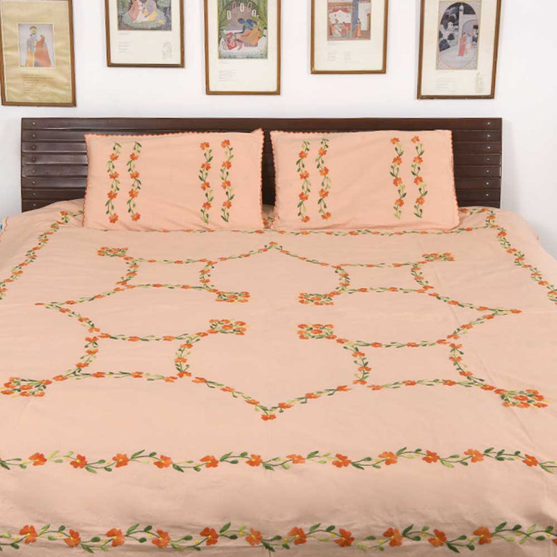 Chikonwala's Hand Embroidered Floral Design Bedsheet