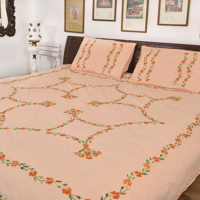 Chikonwala's Hand Embroidered Floral Design Bedsheet