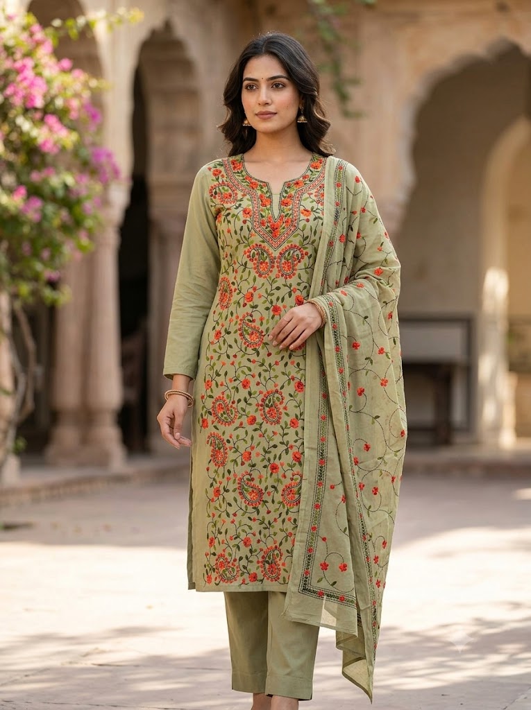 Chikonwala's Exclusive Hand Embroidered Fulkari Dress