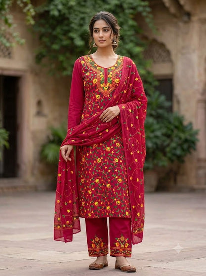 Chikonwala's Exclusive Hand Embroidered Fulkari Dress
