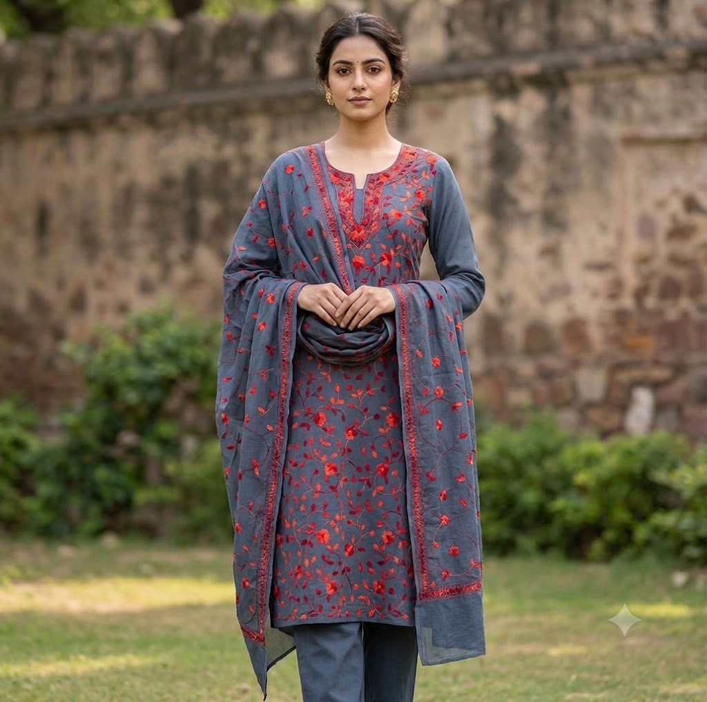 Chikonwala's Exclusive Hand Embroidered Fulkari Dress