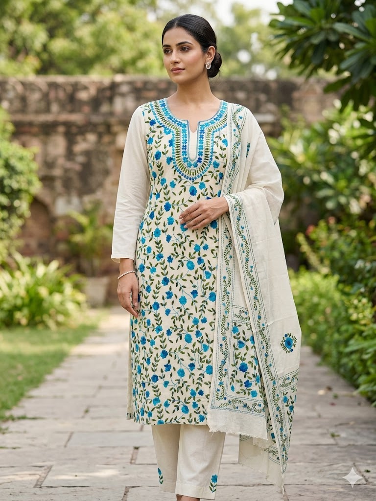 Chikonwala's Exclusive Hand Embroidered Fulkari Dress