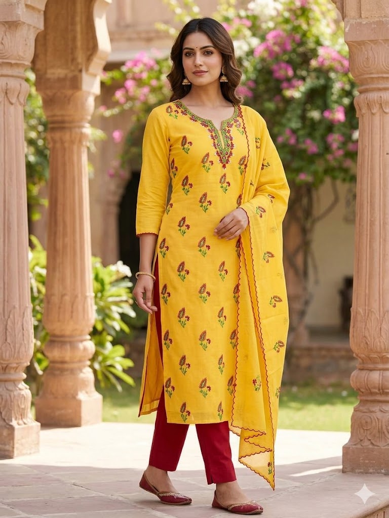 Chikonwala's Exclusive Hand Embroidered Organdy Cotton Dress Material