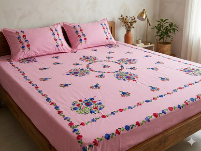 Chikonwala's Hand Embroidered Floral Design Bedsheet