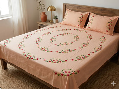 Chikonwala's Hand Embroidered Floral Design Bedsheet