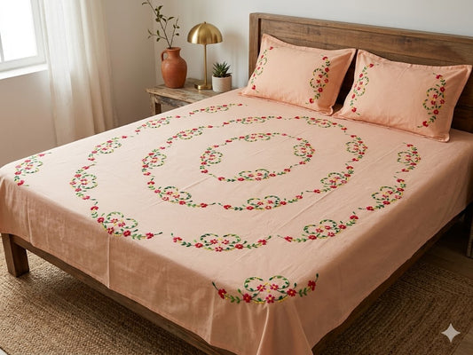 Chikonwala's Hand Embroidered Floral Design Bedsheet
