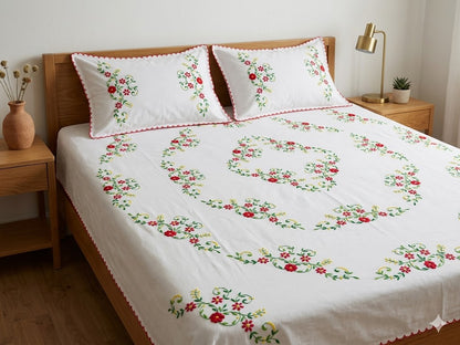 Chikonwala's Hand Embroidered Floral Design Bedsheet