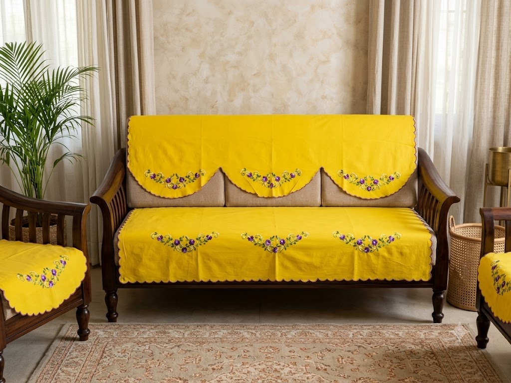 Hand Embroidered Sofa Cover (3+1+1 Seater)