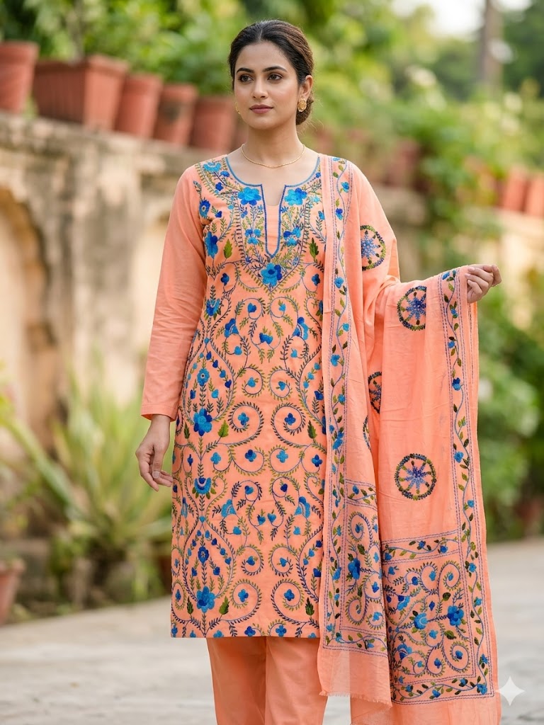 Chikonwala's Exclusive Hand Embroidered Fulkari Dress