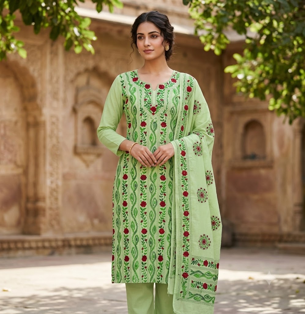 Chikonwala's Exclusive Hand Embroidered Fulkari Dress