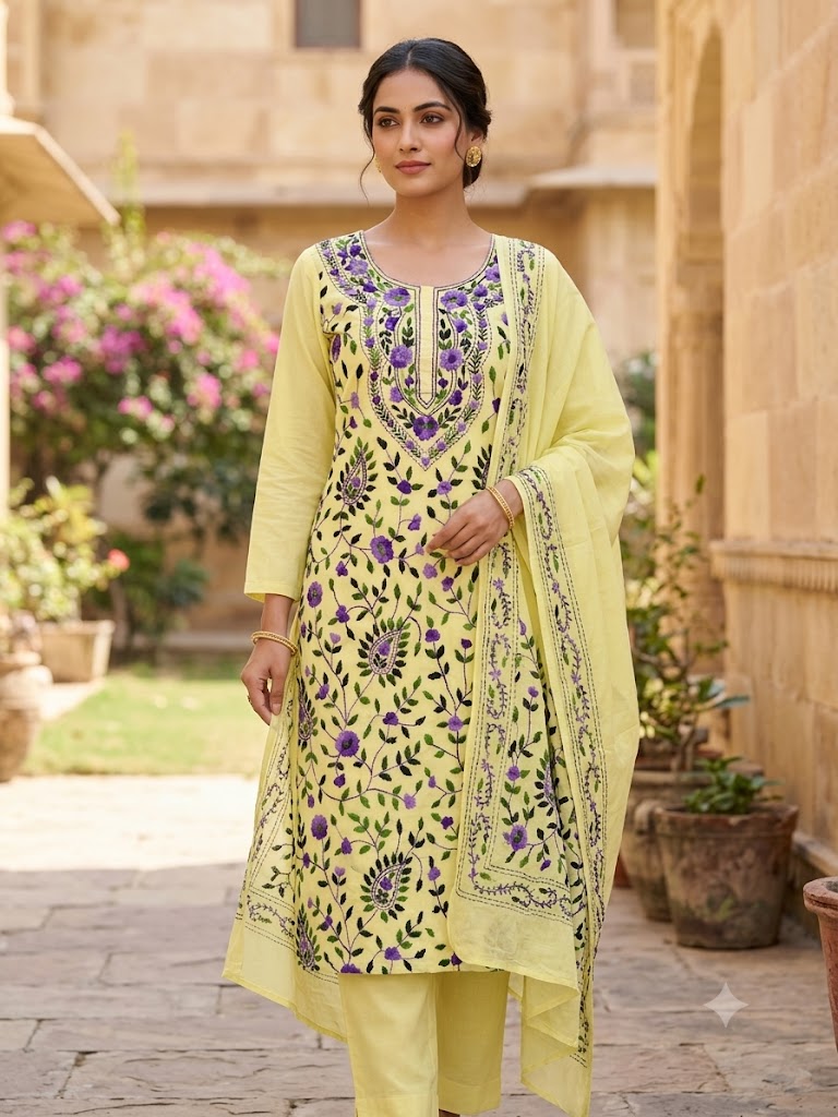 Chikonwala's Exclusive Hand Embroidered Fulkari Dress