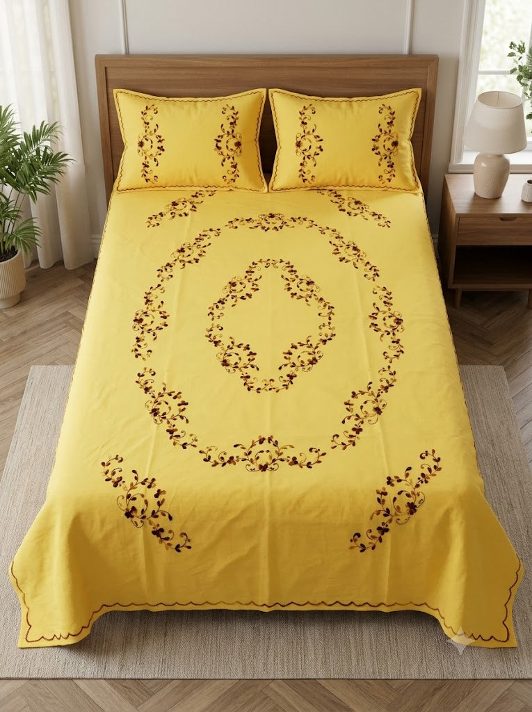 Chikonwala's Hand Embroidered Floral Design Single Bedsheet