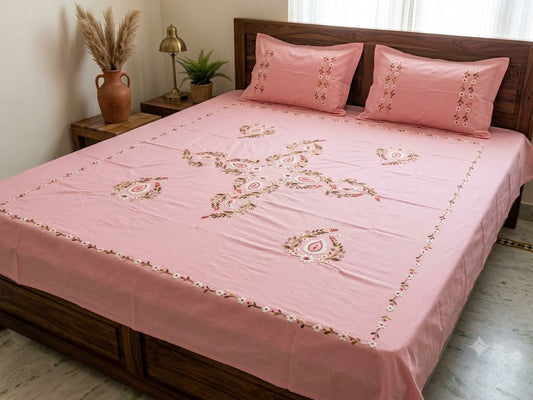 Chikonwala's Hand Embroidered Pure Cotton Bedsheet