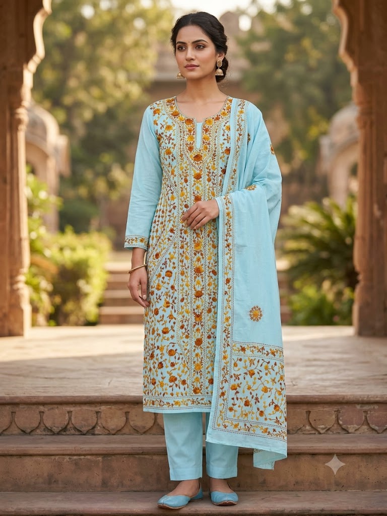 Chikonwala's Exclusive Hand Embroidered Fulkari Dress