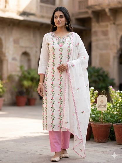 Chikonwala's Exclusive Hand Embroidered Organdy Cotton Dress Material