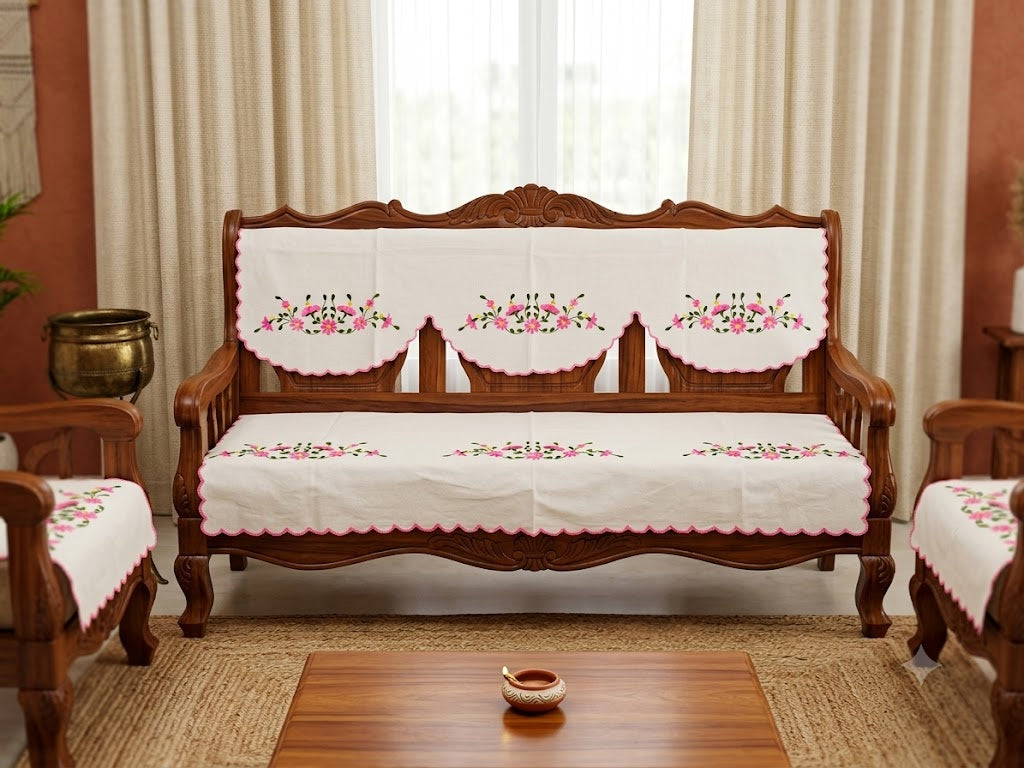 Hand Embroidered Sofa Cover (3+1+1 Seater)
