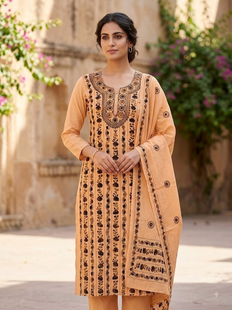 Chikonwala's Exclusive Hand Embroidered Fulkari Dress