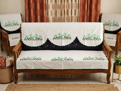 Hand Embroidered Sofa Cover (3+1+1 Seater)