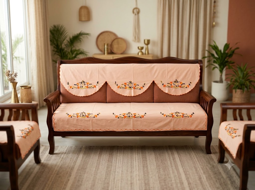 Hand Embroidered Sofa Cover (3+1+1 Seater)