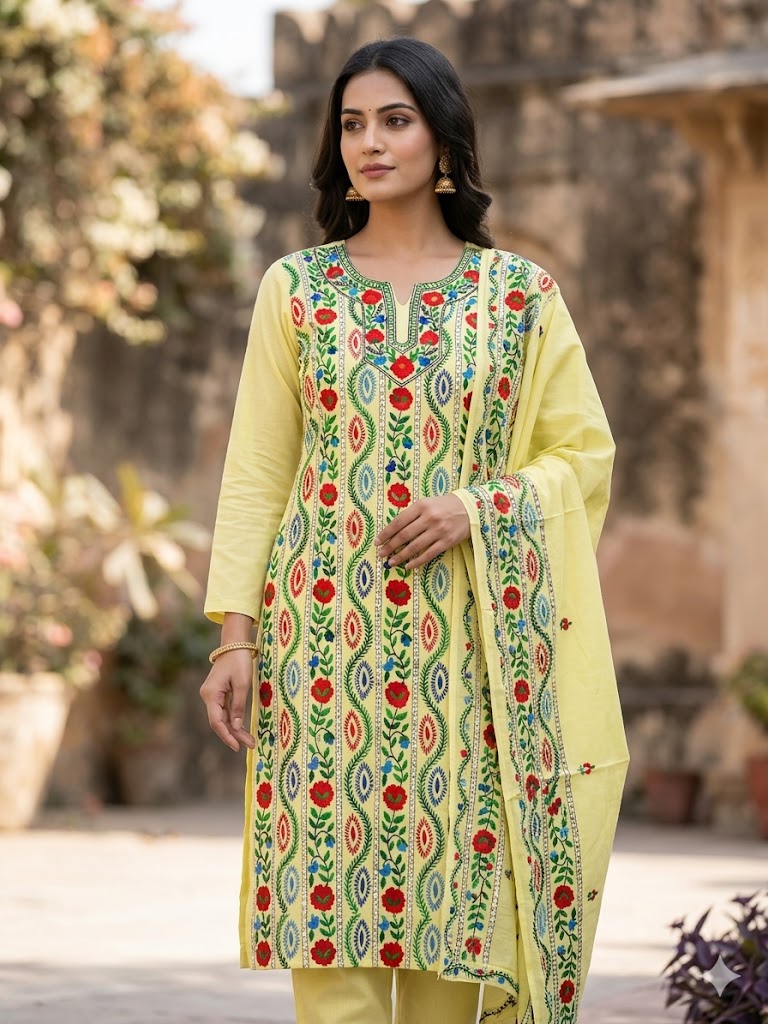 Chikonwala's Exclusive Hand Embroidered Fulkari Dress