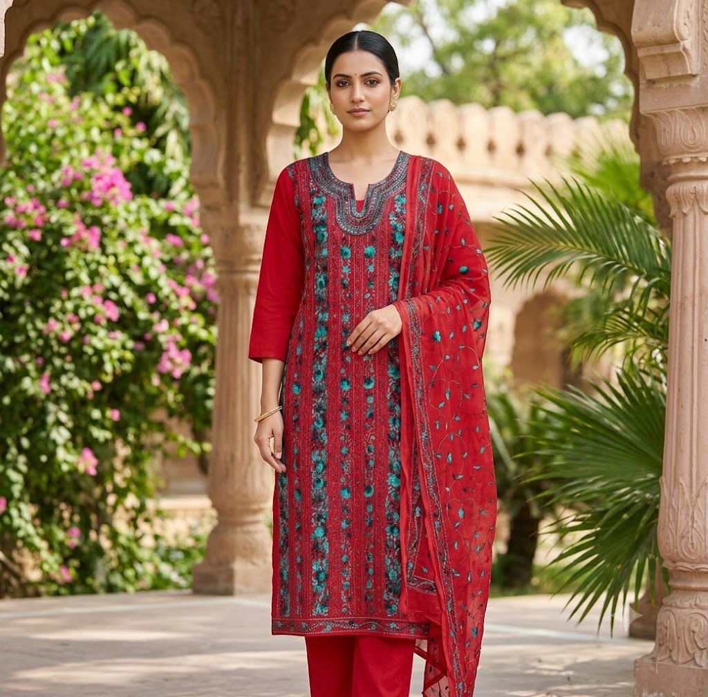 Chikonwala's Exclusive Hand Embroidered Fulkari Dress