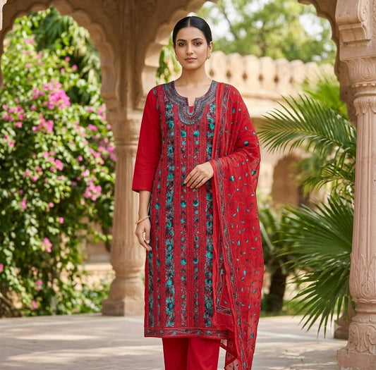 Chikonwala's Exclusive Hand Embroidered Fulkari Dress