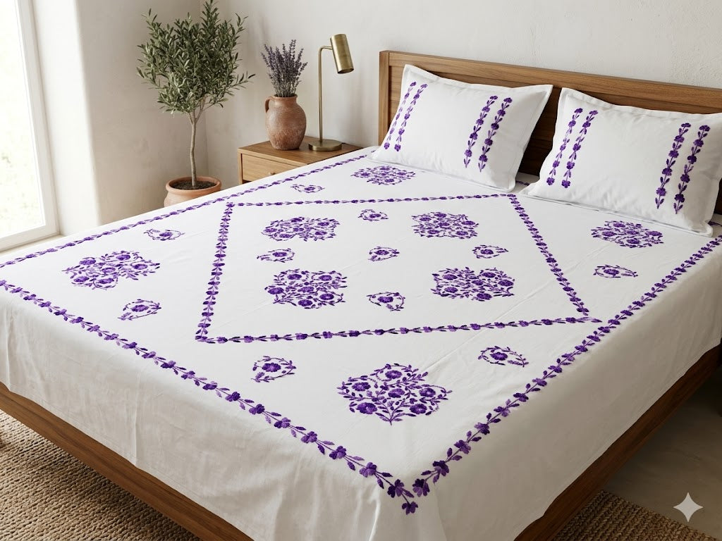 Chikonwala's Hand Embroidered Floral Design Bedsheet