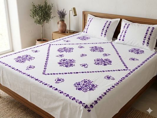 Chikonwala's Hand Embroidered Floral Design Bedsheet