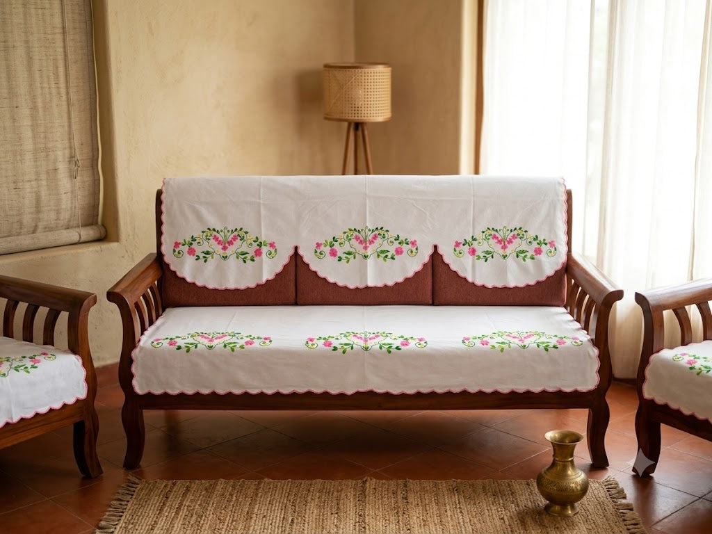 Hand Embroidered Sofa Cover (3+1+1 Seater)