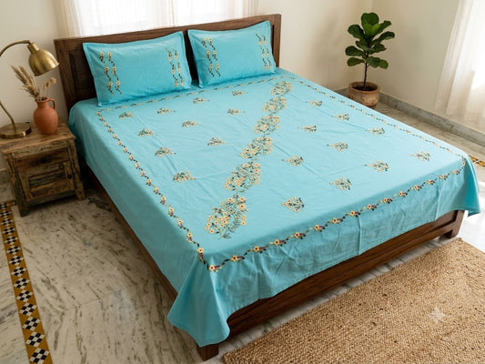 Chikonwala's Hand Embroidered Pure Cotton Bedsheet