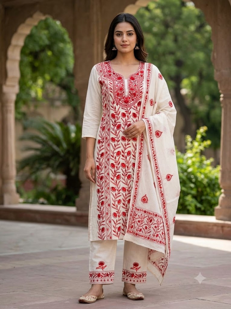 Chikonwala's Exclusive Hand Embroidered Fulkari Dress