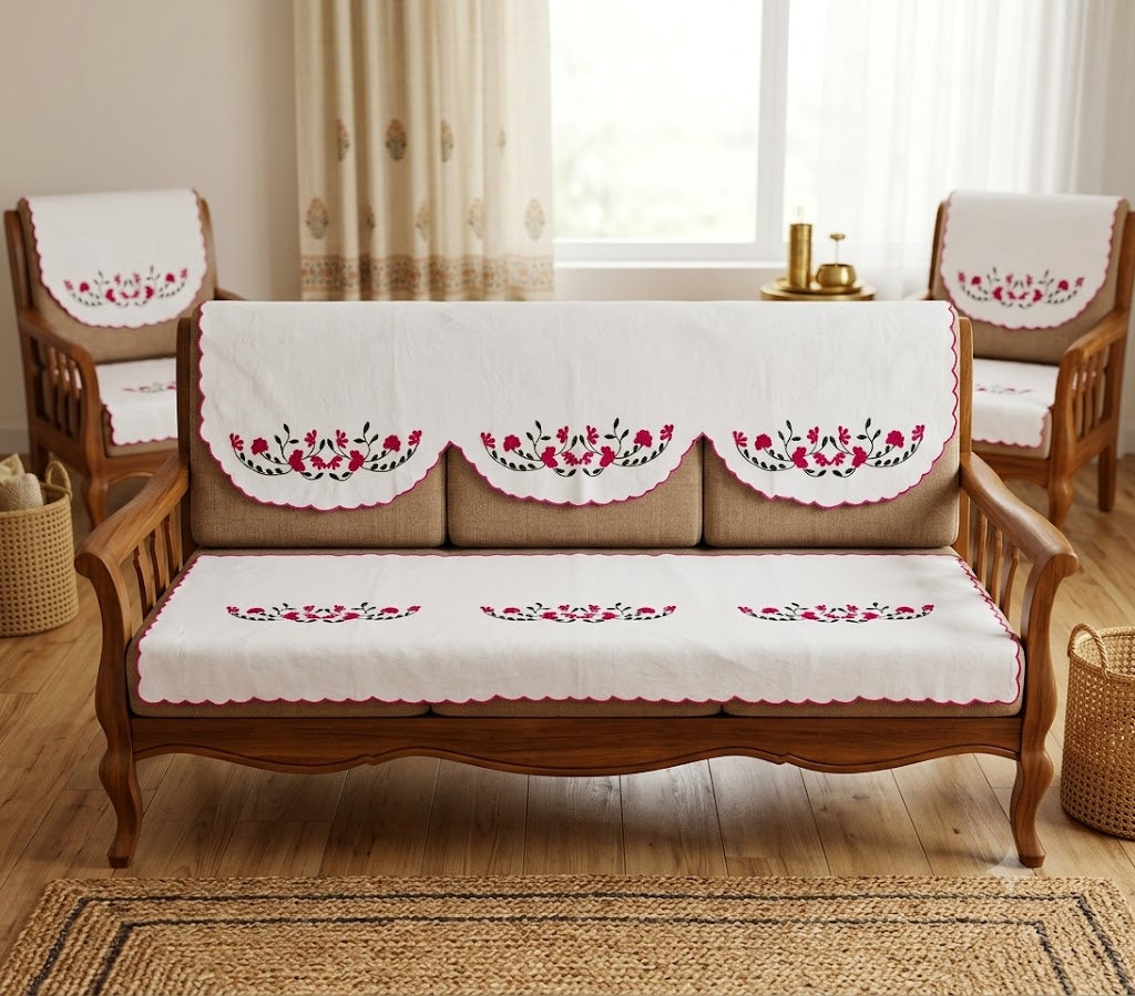 Hand Embroidered Sofa Cover (3+1+1 Seater)