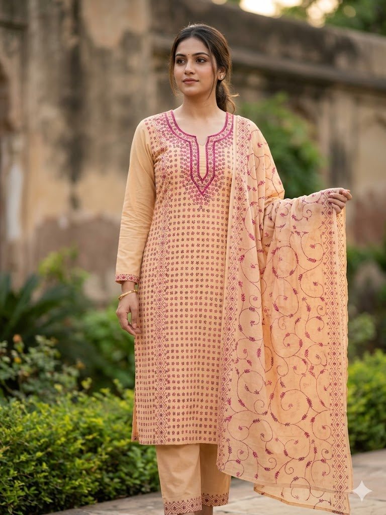 Chikonwala's Exclusive Hand Embroidered Fulkari Dress
