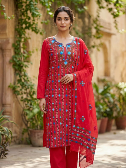 Chikonwala's Exclusive Hand Embroidered Fulkari Dress