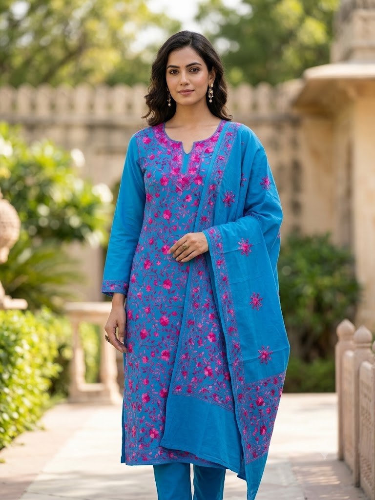 Chikonwala's Exclusive Hand Embroidered Fulkari Dress