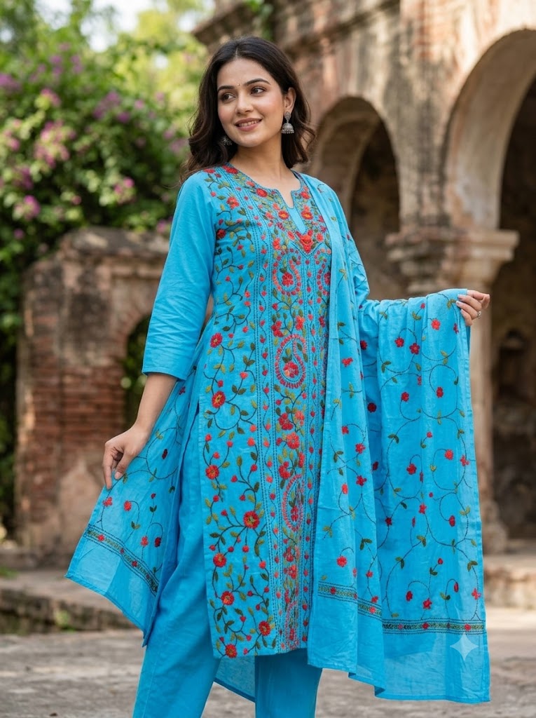 Chikonwala's Exclusive Hand Embroidered Fulkari Dress