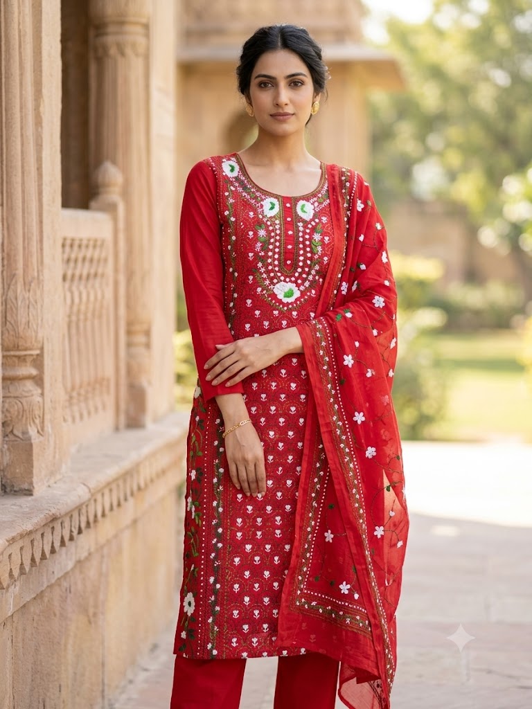 Chikonwala's Exclusive Hand Embroidered Fulkari Dress