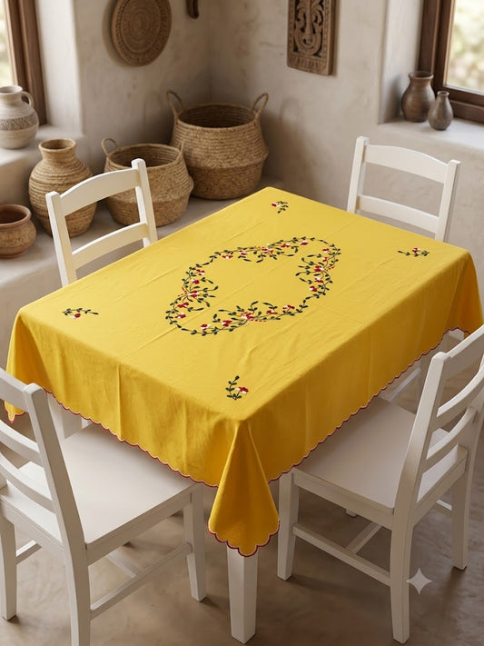 Hand Embroidered Four Seater Floral Table Cover