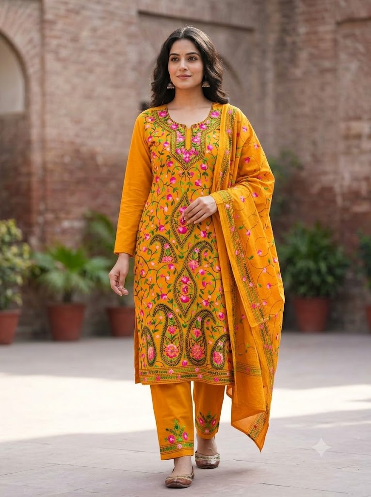 Chikonwala's Exclusive Hand Embroidered Fulkari Dress