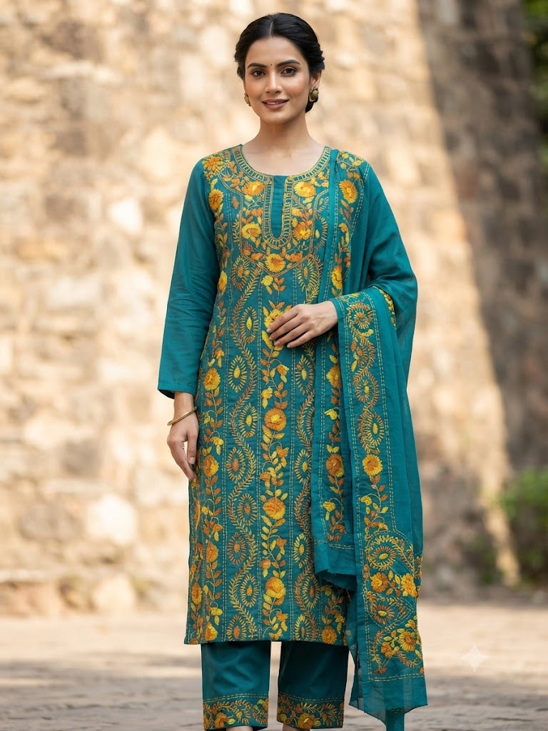 Chikonwala's Exclusive Hand Embroidered Fulkari Dress