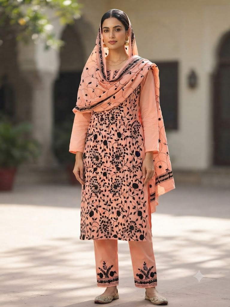 Chikonwala's Exclusive Hand Embroidered Fulkari Dress