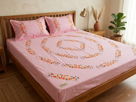 Chikonwala's Hand Embroidered Floral Design Bedsheet