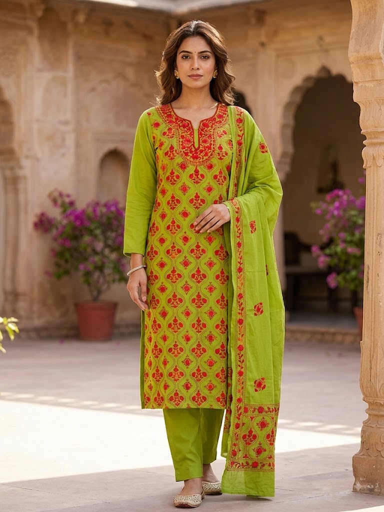 Chikonwala's Exclusive Hand Embroidered Fulkari Dress