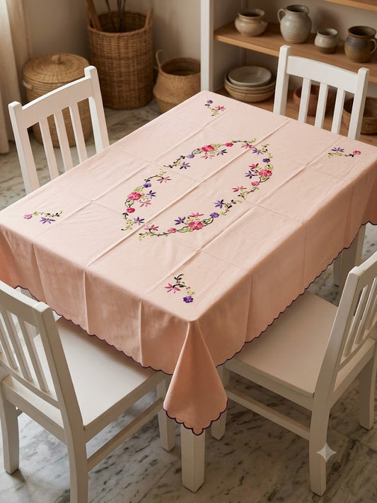 Hand Embroidered Four Seater Floral Table Cover