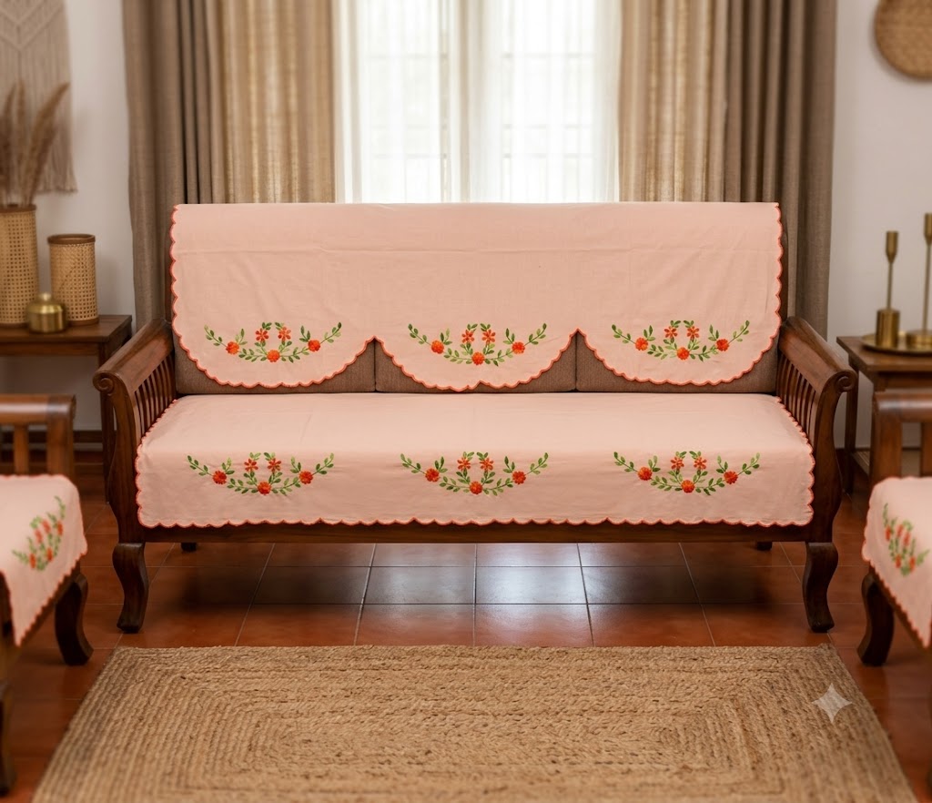 Hand Embroidered Sofa Cover (3+1+1 Seater)