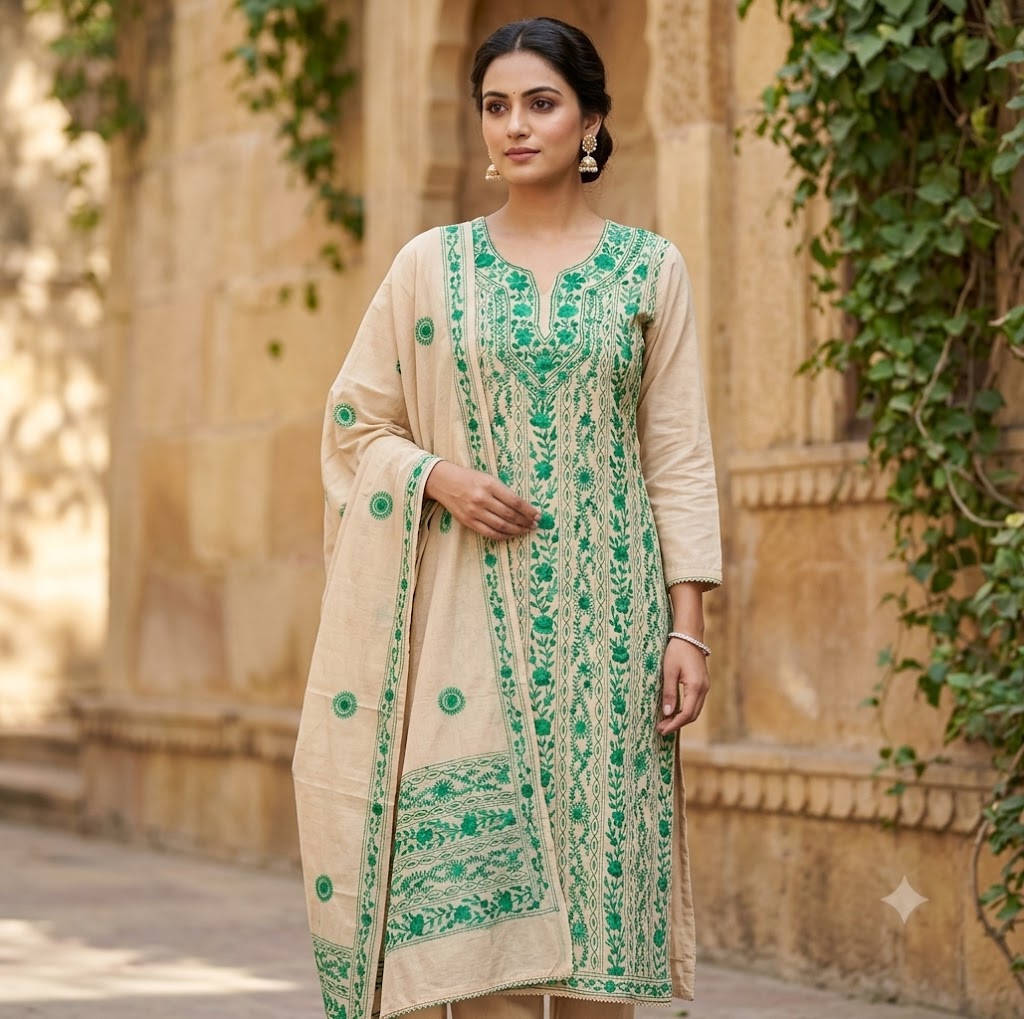 Chikonwala's Exclusive Hand Embroidered Fulkari Dress