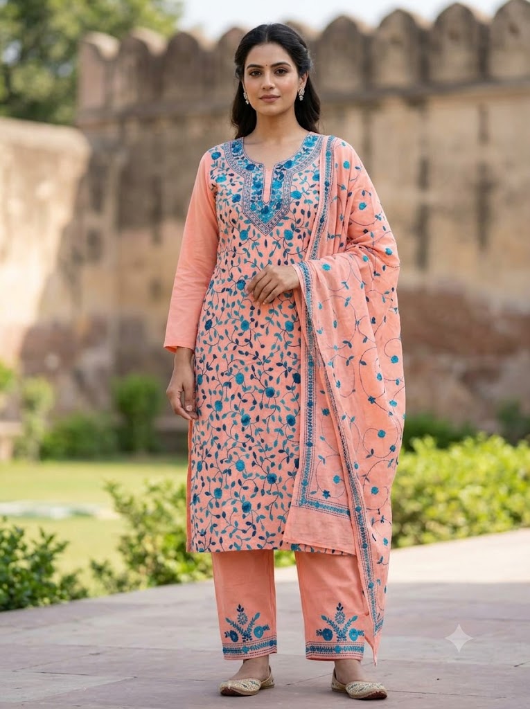 Chikonwala's Exclusive Hand Embroidered Fulkari Dress